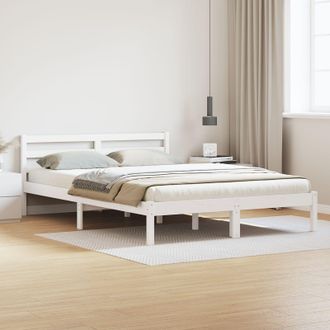 Berkfield Home Bed Frame with Headboard White 140x220 cm Solid Wood Pine