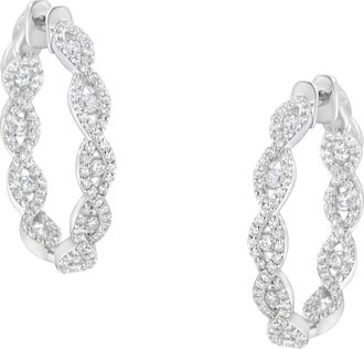 House of Brilliance 10K White Gold 1 1/2 cttw Diamond Hoop Earrings at Nordstrom