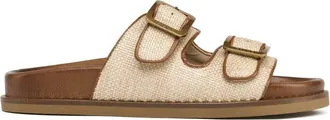 Grace Womens Kimolos Sandal In Camel Leather Raffia