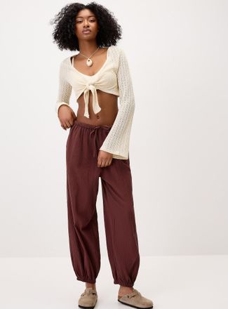 Twik Womens Wrinkled effect cotton barrel-leg jogger