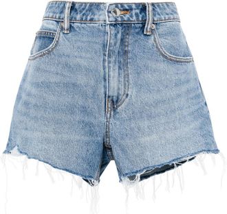 Alexander Wang Bite logo-embosed denim shorts - women - Cotton - 24 - Blue