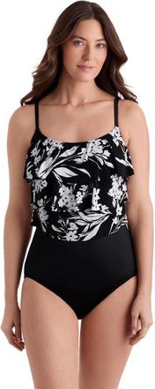 Longitude Triple Tier Tank Long Torso One-Piece Swimsuit in Vineyard Vacay at Nordstrom, Size 22