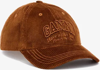 Ganni Brown Cap in Corduroy