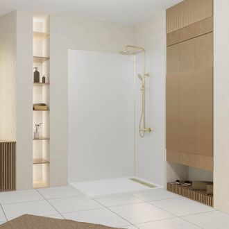 Aurlane Pack 2 Paneles Murales De Aluminio Blanco 120+90x210cm + Perfiles Oro