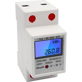 OEM Medidor De Energ&iacute;a Monof&aacute;sico Para Carril Din, 5-80 A, 220 V, 50 Hz, Electr&oacute;nico, Kwh, Con Pantalla Digital Lcd Retroiluminada Ddm15sd, Blanco - Blanc