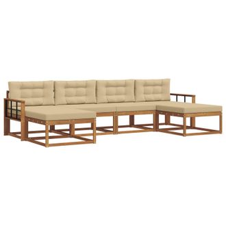 vidaXL Conjunto De Sof&aacute;s De Exterior Con Coj&iacute;n 6 Pcs Natural Y Beige Vidaxl