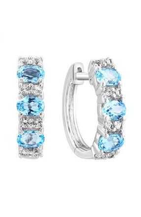 Effy Sterling Silver Blue Topaz & White Sapphire Huggie Hoop Earrings at Nordstrom Rack