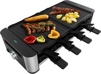 Cecotec Raclette de Formaggio e grill de 1400 W con grill superiorcon due piastre econ rifinito in acciaio inox
