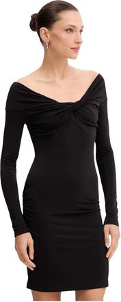 Patrizia Pepe Fitted Mini Jurk - Dames - Korte kleedjes - Zwart - S - Polyester - Kleedjes
