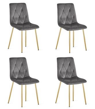 OEM Silla Libra - Terciopelo Gris Oscuro / Patas Doradas X 4