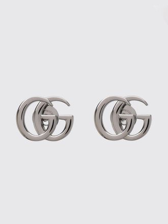 Gucci Orecchini a bottone GG Marmont in ottone cromato con monogramma