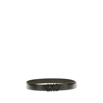 Ferragamo Gancini-Buckle Calf Leather Belt - Black