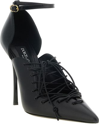 Dolce & Gabbana Lace-Up Calfskin Pump - Black