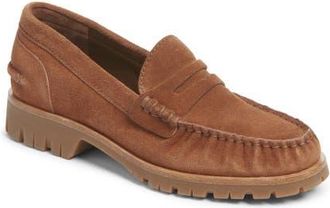 Rag & Bone Corey Lug Sole Penny Loafer in Umber Suede at Nordstrom, Size 37.5