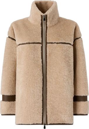 Pinko Nepbont & Shearling Jas - Dames - Jassen - Beige - XS - Nepbont - Jassen
