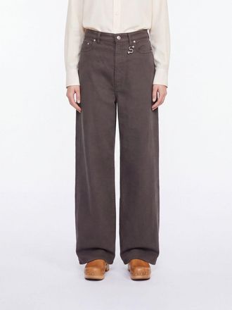 Sportmax Jeans a gamba larga in denim di cotone a vita media