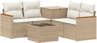 vidaXL Juego De Sof&aacute; 6 Uds. Beige Y Blanco Crema Vidaxl