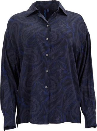 Lords of Harlech Sophie Silk Oversized Blouse in Badalona Smoke at Nordstrom, Size Xx-Large