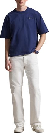 Polo Ralph Lauren Mens T-Shirt Ribbed Crewneck Blue Cotton T-Shirts And Polos