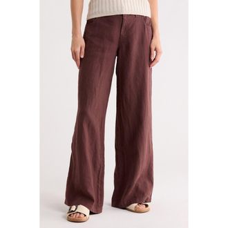 Sanctuary Arden Relaxed Fit Linen Pants in Mesa Brown at Nordstrom Rack, Size 25