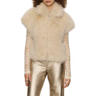 Sanctuary Silky Faux Fur Vest in Almond White at Nordstrom Rack, Size X-Small P