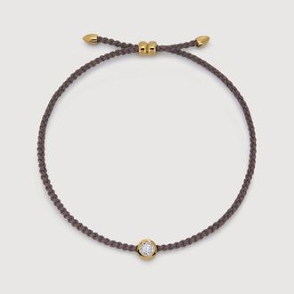 Monica Vinader Gold Solitaire Diamond Cord Bracelet Lab Grown Diamond