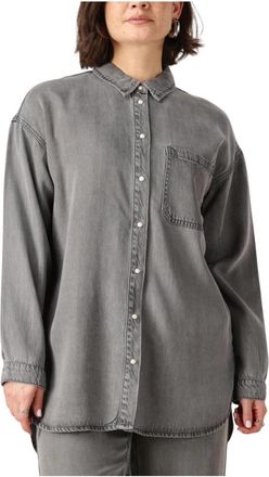 Object Grijze Blouse met Lange Mouwen - Dames - Spijkeroverhemden - Grijs - S - Overhemden