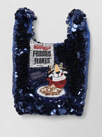 Anya Hindmarch sequin graphic mini bag top handle