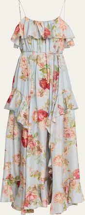 Zimmermann Roselight Floral Frill Maxi Dress