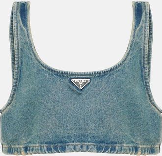 Prada Logo denim bra top