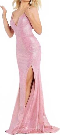 Jovani Womens Embellished Gown In Blush Metallic