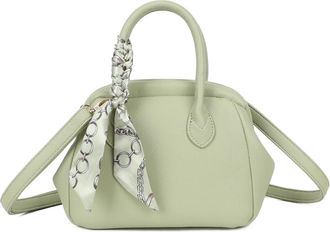 Generic Womens Grab Bag with Detachable Scarf and Strap, Synthetic Leather, Gold Hardware, Snap Closure, Multiple Pockets (Green)