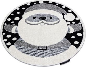 RugsX Rugsx - Alfombra Infantil Moderna Joy Circulo Santa Pap&aacute; Noel, Para Ni&ntilde;os - Estructura Dos Niveles De Vell&oacute;n Negro / Crema Grey Circulo 160 Cm
