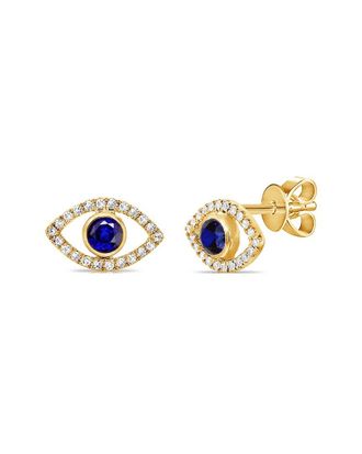 Sabrina Designs 14K 0.35 Ct. Tw. Sapphire Evil Eye Studs