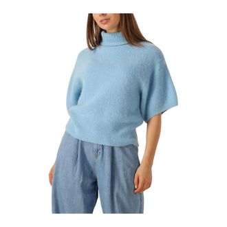 Notre-V Lichtblauwe Alpaca Gebreide Trui - Dames - Coltruien - Blauw - M - Wol - Truien & Vesten