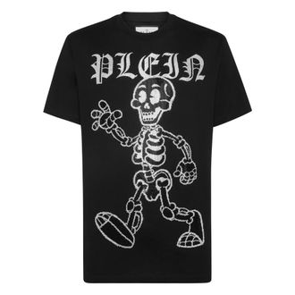 Philipp Plein Tops, Heren, Zwart, 5Xl, Katoen, T-Shirt Ronde Hals Skeleton