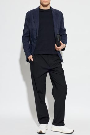 Emporio Armani T-shirt With Embroidered Logo, Mens, Navy Blue