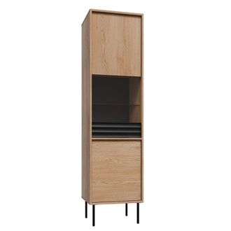 Petits Meubles Vitrina 2 puertas paneles laminados madera y negro