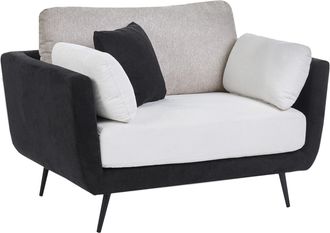 Beliani Sill&oacute;n Tapizado En Tela Con Reposabrazos Patas Macizas Cojines Adicionales Repelente Al Agua Negro Bolga