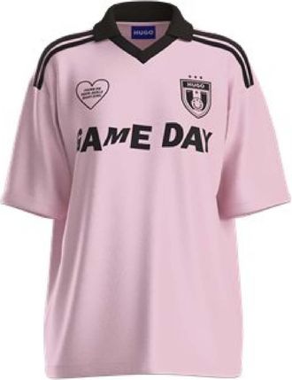 HUGO BOSS Hugo Womens Dila B Football Inspired T-Shirt in Pink - Size X-Small