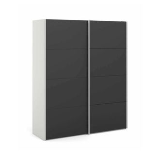 Dmora Dmora - Armario 2 Puertas Paeng, Muebles De Dormitorio, Vestidor, Armario De Ropa, 182x61 H220 Cm, Blanco Y Negro