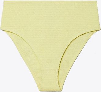 Tory Burch Womens Smocked High-Leg High-Waisted Bikini Bottom, size M