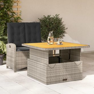 vidaXL Juego De Comedor Jard&iacute;n 2 Pzas Con Cojines Rat&aacute;n Sint&eacute;tico Gris Vidaxl