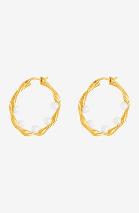 Dower & Hall Waterfall Baroque Pearl Hoops in Yellow Gold Vermeil at Nordstrom
