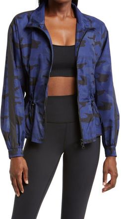 Blanc Noir Tempest Water Repellent Peplum Jacket in Navy Camo at Nordstrom, Size X-Large