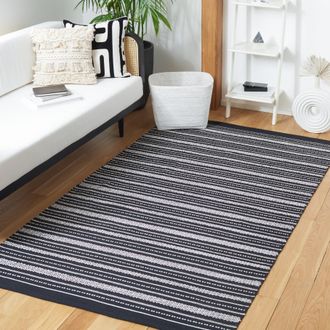 Safavieh Kilim Flat Weave Area Rug, Black / Ivory Bohemian Style Easy Care