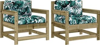vidaXL Vidaxl - Sedie Da Giardino Con Cuscini 2 Pz In Legno Impregnato Di Pino