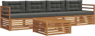 vidaXL Conjunto De Sof&aacute;s De Exterior 5 Uds. Natural Y Antracita Vidaxl
