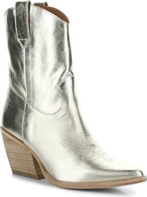 FLY London Wofy Pointed Toe Western Boot in 008 Gold Laminato at Nordstrom Rack, Size 9-9.5Us / 40Eu