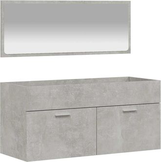 vidaXL Armario De Ba&ntilde;o Con Espejo Madera De Ingenier&iacute;a Gris Hormig&oacute;n Vidaxl